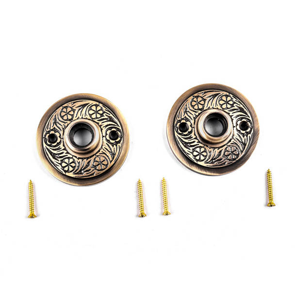 The Renovators Supply Inc. Pair Victorian Rosette Cast Antique Brass 2